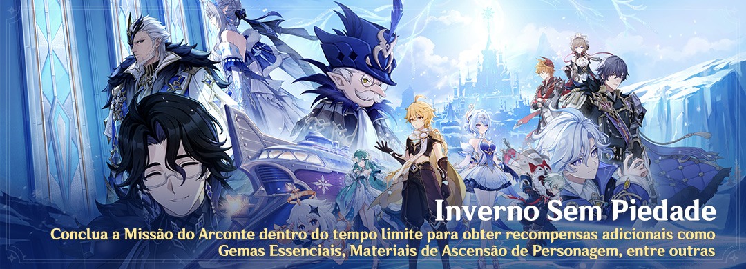 Conclua a Missão do Arconte "Inverno Sem Piedade" dentro do tempo limite para obter recompensas adicionais como Gemas Essenciais, Materiais de Ascensão de Personagem, entre outras