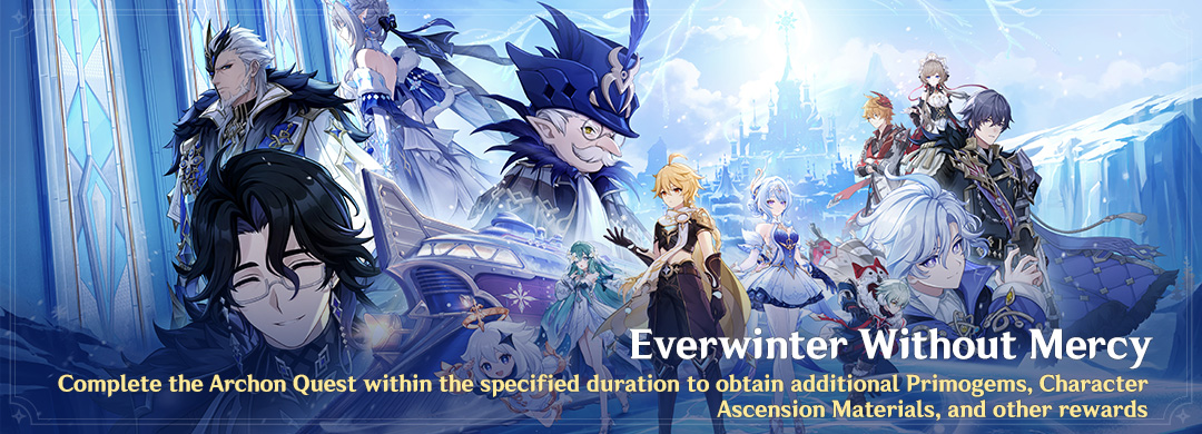 Complete the Archon Quest "Everwinter Without Mercy" Within the Specified Duration to Obtain Additional Primogems, Character Ascension Materials, and Other Rewards
